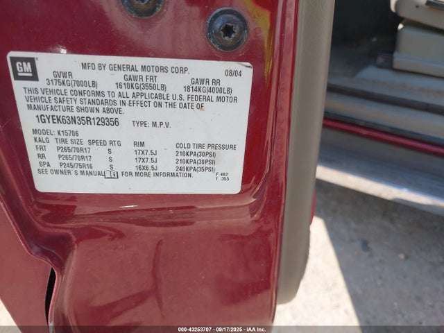 2005 CADILLAC ESCALADE 1GYEK63N35R129356 Photo 8