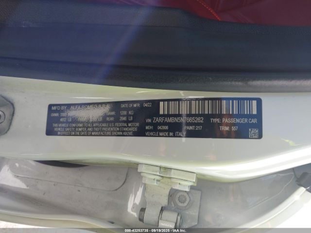 2022 ALFA ROMEO GIULIA ZARFAMBN5N7665262 Photo 8