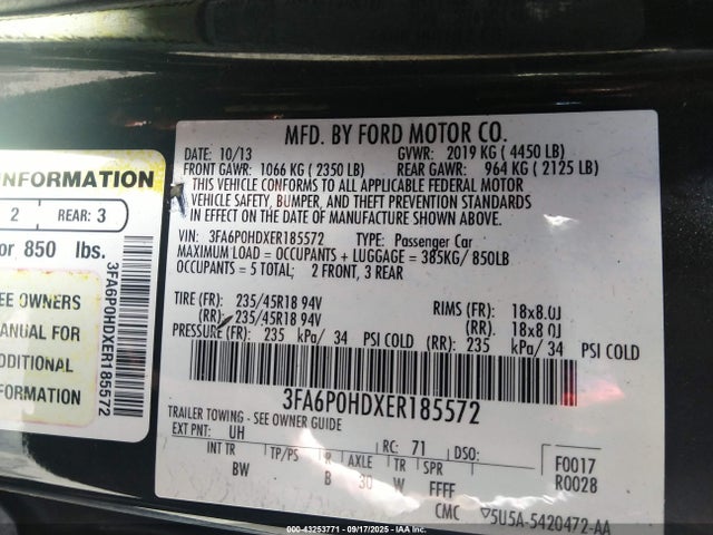 Ford Fusion 2014 3FA6P0HDXER185572 Image 9