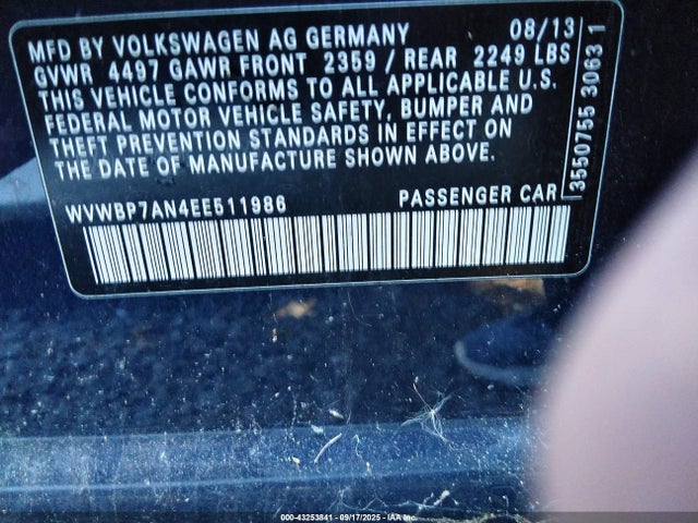 WVWBP7AN4EE511986 Volkswagen 2014