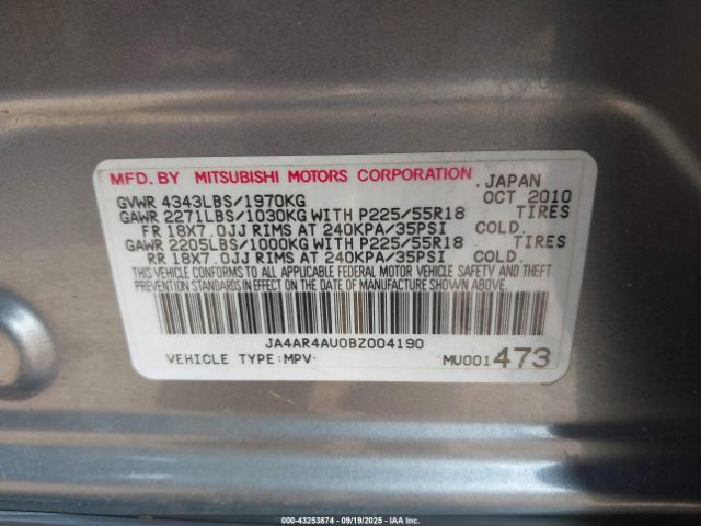 2011 MITSUBISHI OUTLANDER SPORT JA4AR4AU0BZ004190 Photo 8