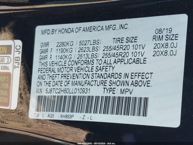 2020 ACURA RDX 5J8TC2H60LL010931 Photo 8