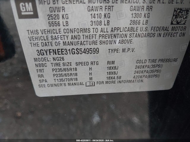 2016 CADILLAC SRX 3GYFNEE31GS549599 Photo 8