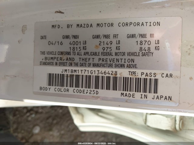 JM1BM1T71G1346428 Mazda pe