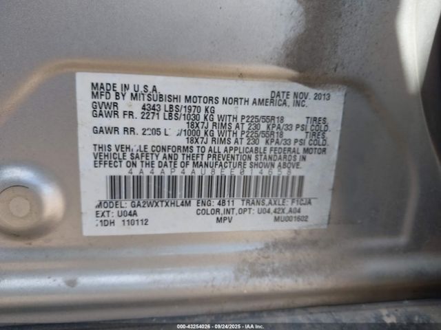 2014 MITSUBISHI OUTLANDER SPORT 4A4AP4AU8EE014658 Photo 8