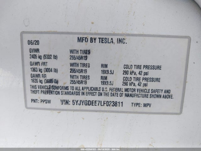 5YJYGDEE7LF023811 Tesla 2020
