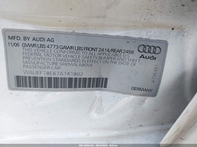 2007 AUDI A4 WAUEF78E67A141802 Photo 8
