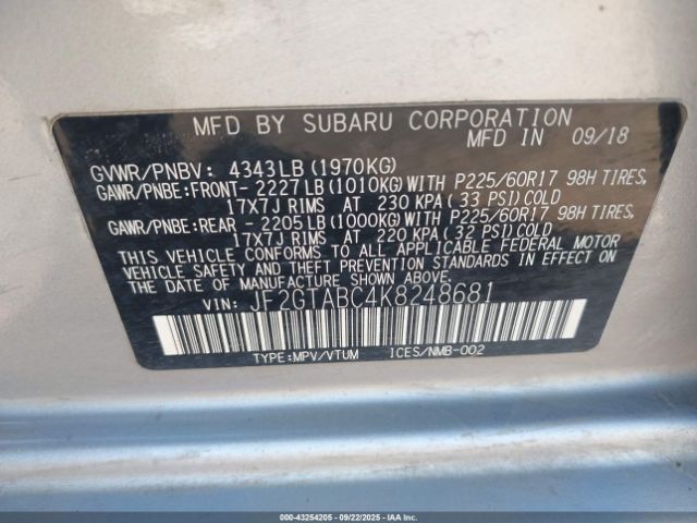 2019 SUBARU CROSSTREK JF2GTABC4K8248681 Photo 8