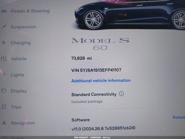 Aukcja sprzedaży 2014 Tesla Model S, vin: 5YJSA1S13EFP41107, numer aukcji: 43254337