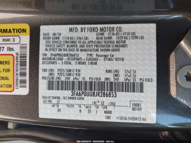 2018 FORD FUSION HYBRID 3FA6P0UU8JR286853 Photo 8