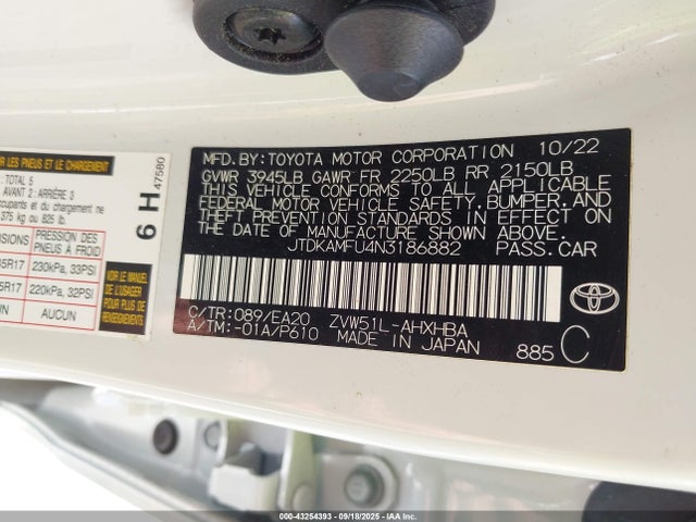 JTDKAMFU4N3186882 Toyota PRIUS XLE