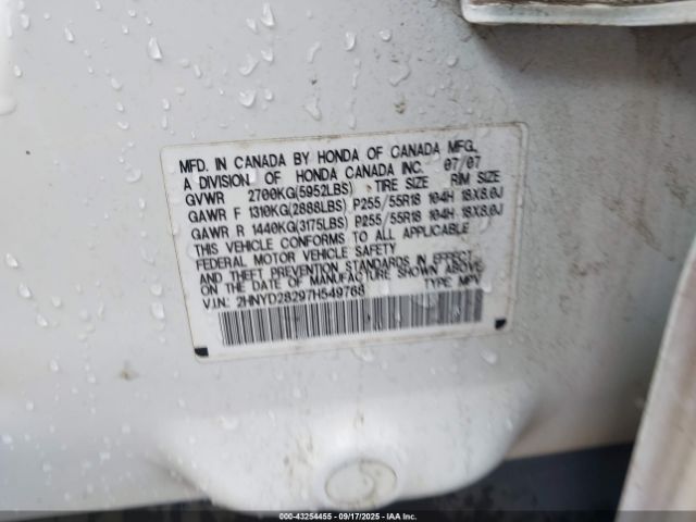 2007 ACURA MDX 2HNYD28297H549768 Photo 8
