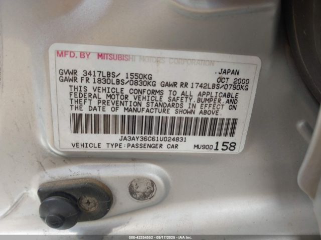 2001 MITSUBISHI MIRAGE JA3AY36C61U024831 Photo 8