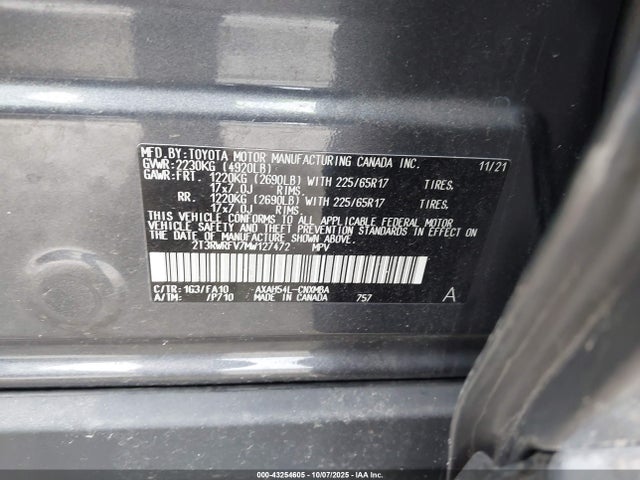 2T3RWRFV7MW127472 Toyota a25a-fxs, 3nm+4nm(ni)