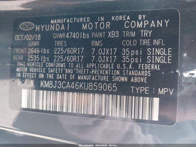 Hyundai gdi nu 2019 KM8J3CA46KU859065 Image 9