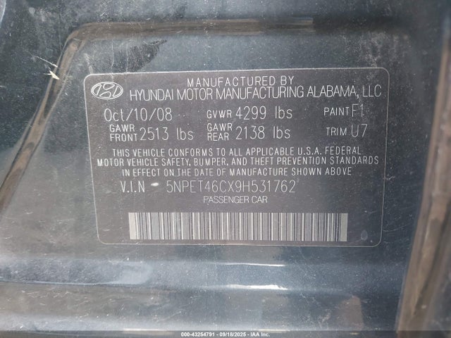 2009 HYUNDAI SONATA 5NPET46CX9H531762 Photo 8