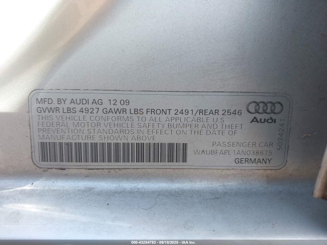 2010 AUDI A4 WAUBFAFL1AN038675 Photo 8