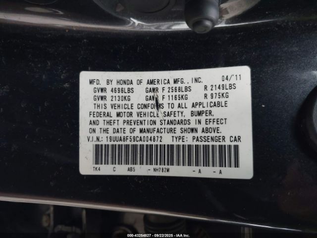 2012 ACURA TL 19UUA8F59CA004872 Photo 8
