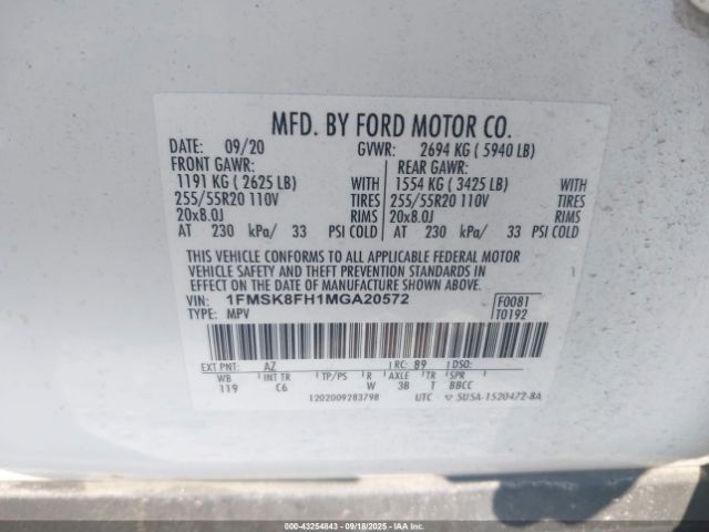 2021 FORD EXPLORER 1FMSK8FH1MGA20572 Photo 8