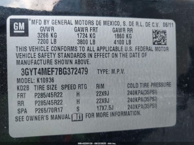 2011 CADILLAC ESCALADE EXT 3GYT4MEF7BG372479 Photo 8