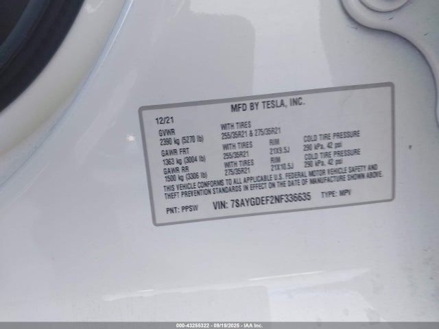 2022 TESLA MODEL Y 7SAYGDEF2NF336635 Photo 8