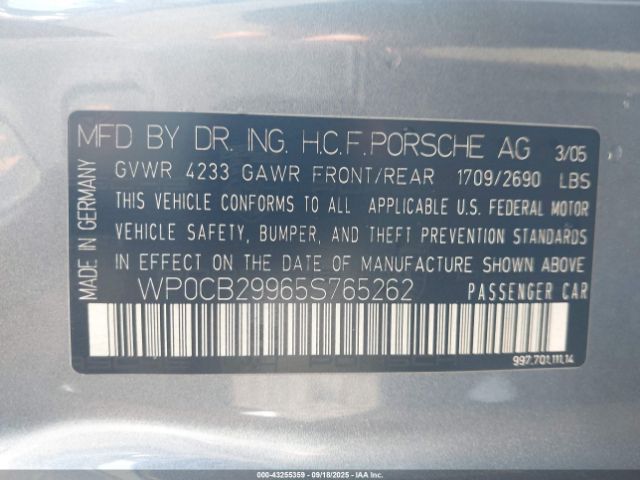 2005 PORSCHE 911 WP0CB29965S765262 Photo 8