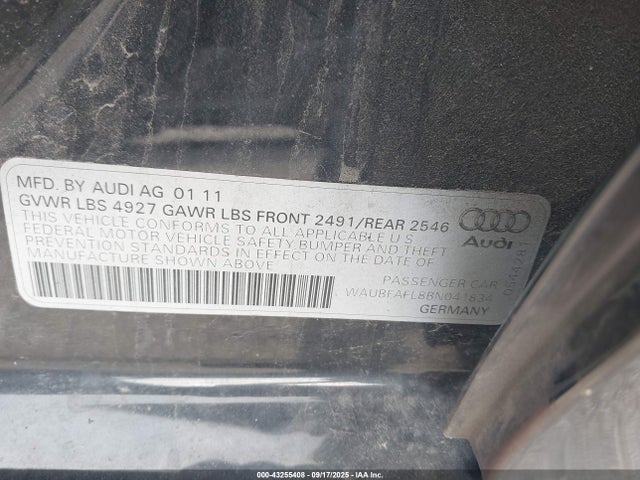 2011 AUDI A4 WAUBFAFL8BN041834 Photo 8