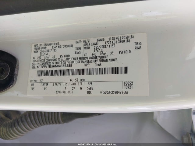 1FTFW1E56MKE56288 Ford 4v