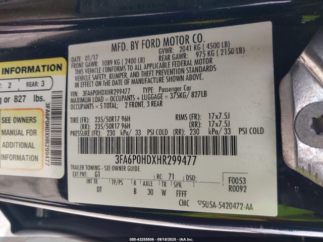 Ford 2017 2017 3FA6P0HDXHR299477 Image 9