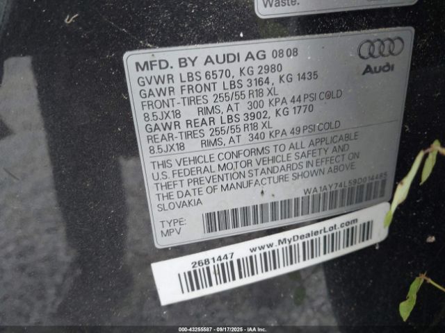 2009 AUDI Q7 WA1AY74L59D014485 Photo 8