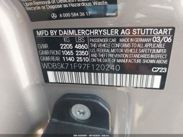 2007 MERCEDES-BENZ SL 550 WDBSK71F97F120240 Photo 8