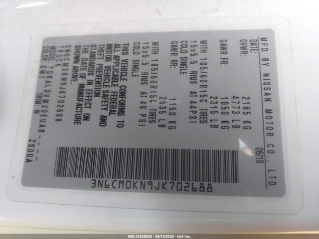 3N6CM0KN9JK702688 Nissan NV200