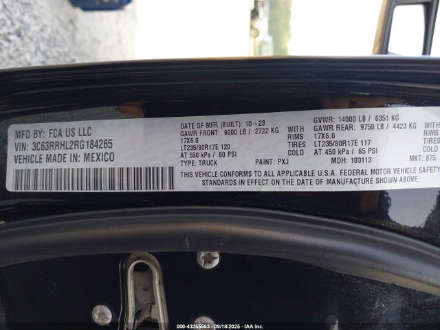 Продаж на аукціоні авто 2024 Ram 3500 Big Horn  4x4 8' Box, vin: 3C63RRHL2RG184265, номер лоту: 43255663