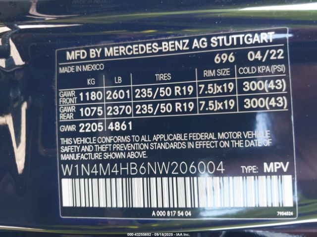 2022 MERCEDES-BENZ GLB 250 W1N4M4HB6NW206004 Photo 8