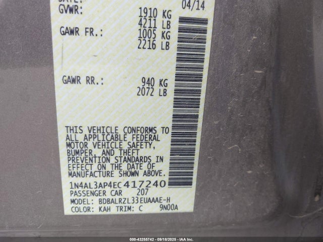 1N4AL3AP4EC417240 Nissan Altima