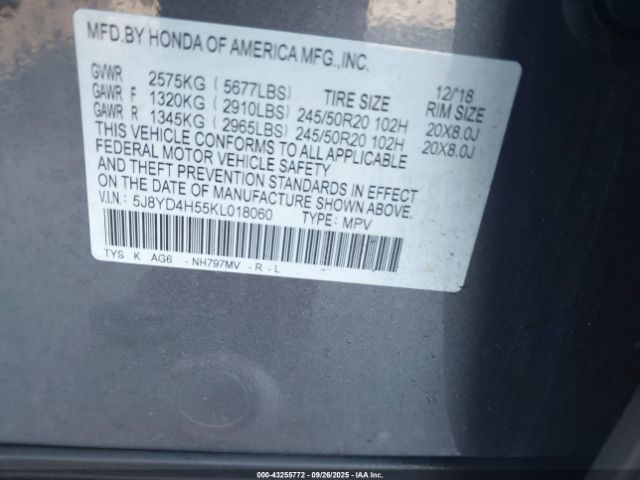 2019 ACURA MDX 5J8YD4H55KL018060 Photo 8