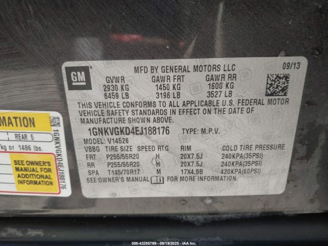 2014 CHEVROLET TRAVERSE 1GNKVGKD4EJ188176 Photo 8