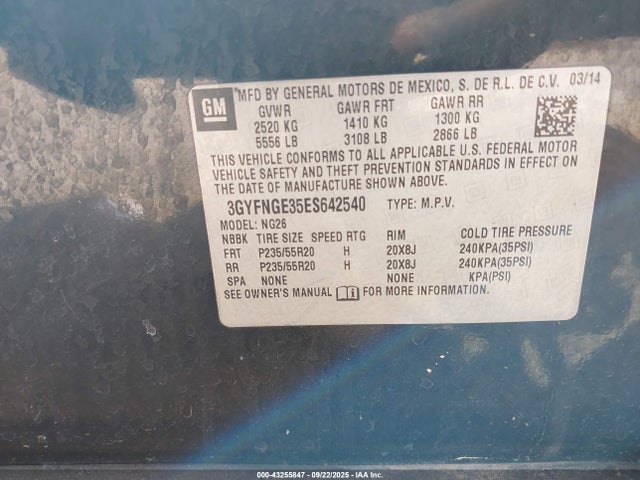 2014 CADILLAC SRX 3GYFNGE35ES642540 Photo 8