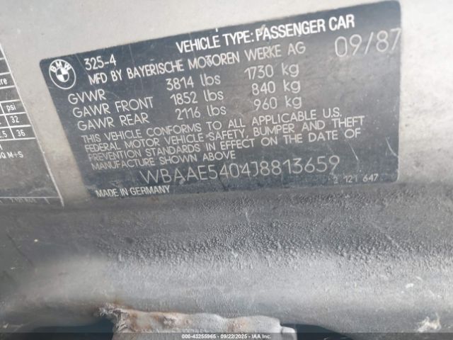 1988 BMW 325 WBAAE5404J8813659 Photo 8