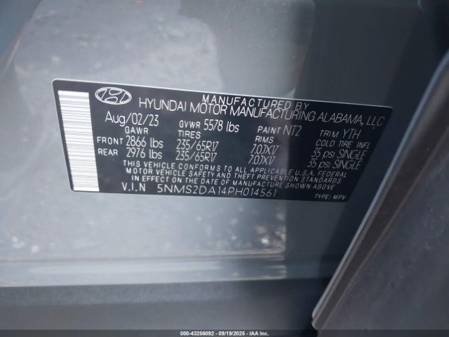 2023 HYUNDAI SANTA FE HYBRID 5NMS2DA14PH014561 Photo 8