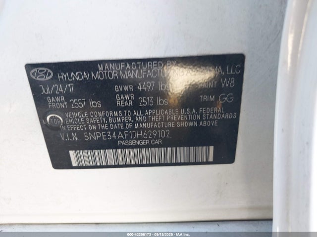 5NPE34AF1JH629102 Hyundai gdi theta-ii
