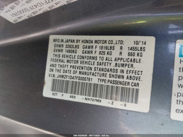 2015 HONDA CR-Z JHMZF1D47FS000761 Photo 8