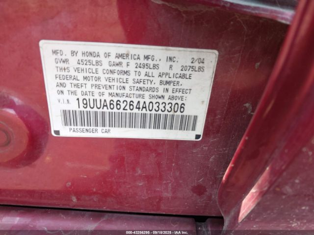 2004 ACURA TL 19UUA66264A033306 Photo 8