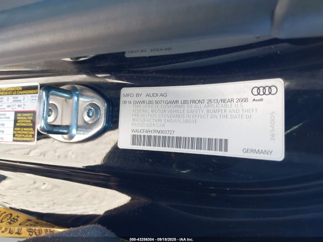 WAUCFAFH7FN003727 Audi flex fuel capable engine