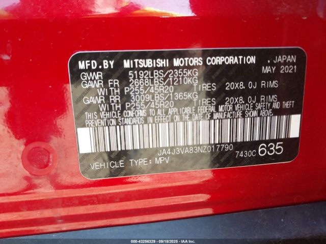 2022 MITSUBISHI OUTLANDER JA4J3VA83NZ017790 Photo 8