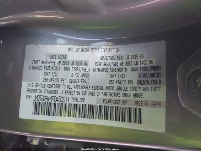 JM3TB2BV4F0450911 Mazda cav californoia