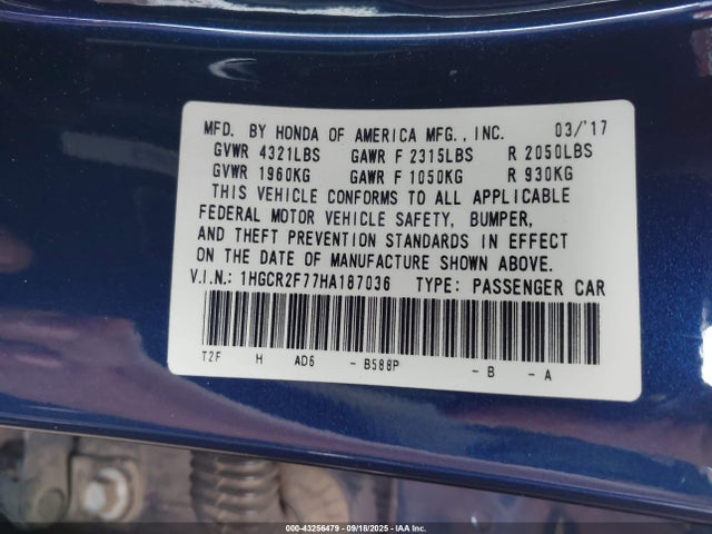 1HGCR2F77HA187036 Honda k24w1