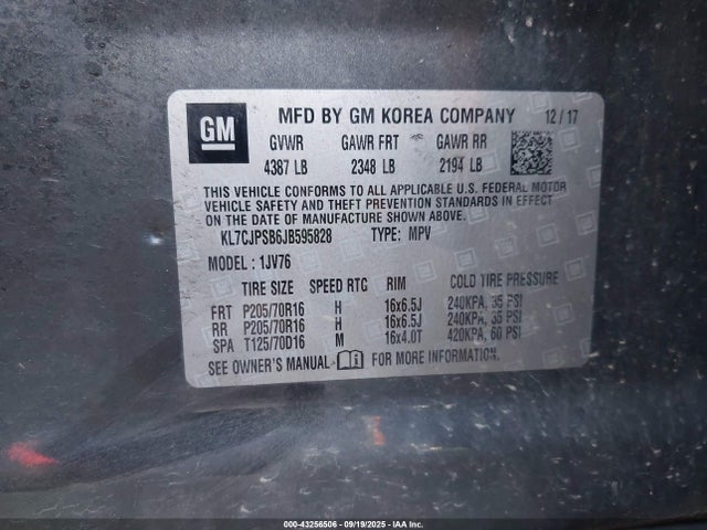 Chevrolet luv - mfi, variable valve timing, e85 max, alum 2018 KL7CJPSB6JB595828 Image 9
