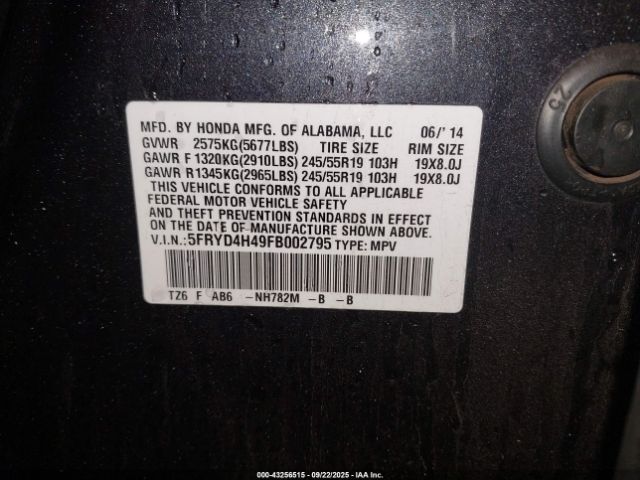 2015 ACURA MDX 5FRYD4H49FB002795 Photo 8