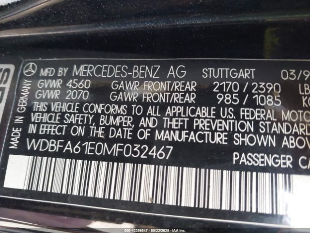 1991 MERCEDES-BENZ 300 WDBFA61E0MF032467 Photo 8